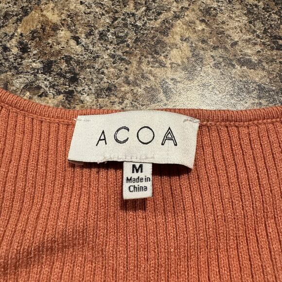 ACOA Top Faux Wrap Cottage Romantic Boho Feminine Preppy Minimalist Y2K Medium - Picture 2 of 3